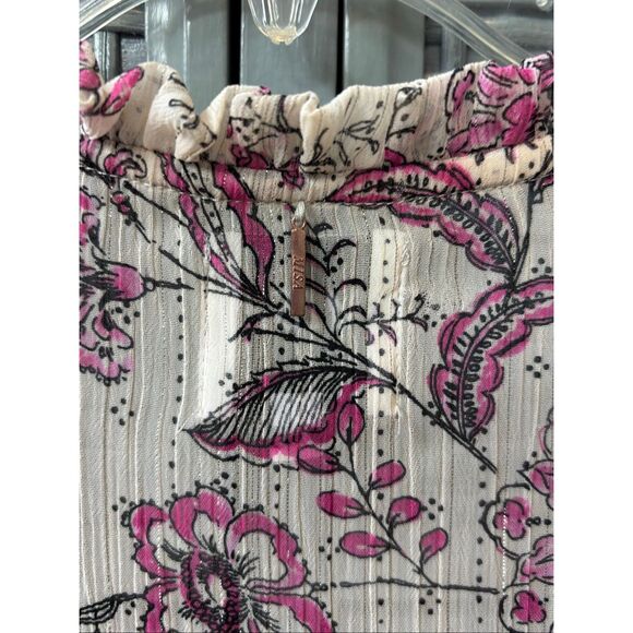 NWOT MISA Basia Siena Pink Paisley Floral Chiffon Flutter Sleeve Top, XS $210 B1 - Picture 8 of 10